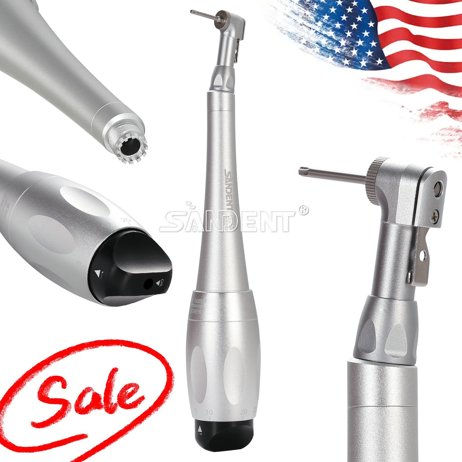 Dental Torque Wrench Universal Implant Kit Wrench Contra Angle & 16 Drivers USA