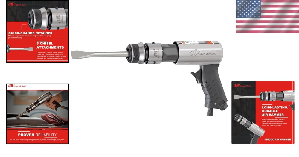 High Performance 114GQC Air Hammer with 3 Chisel Attachments for Precision Work