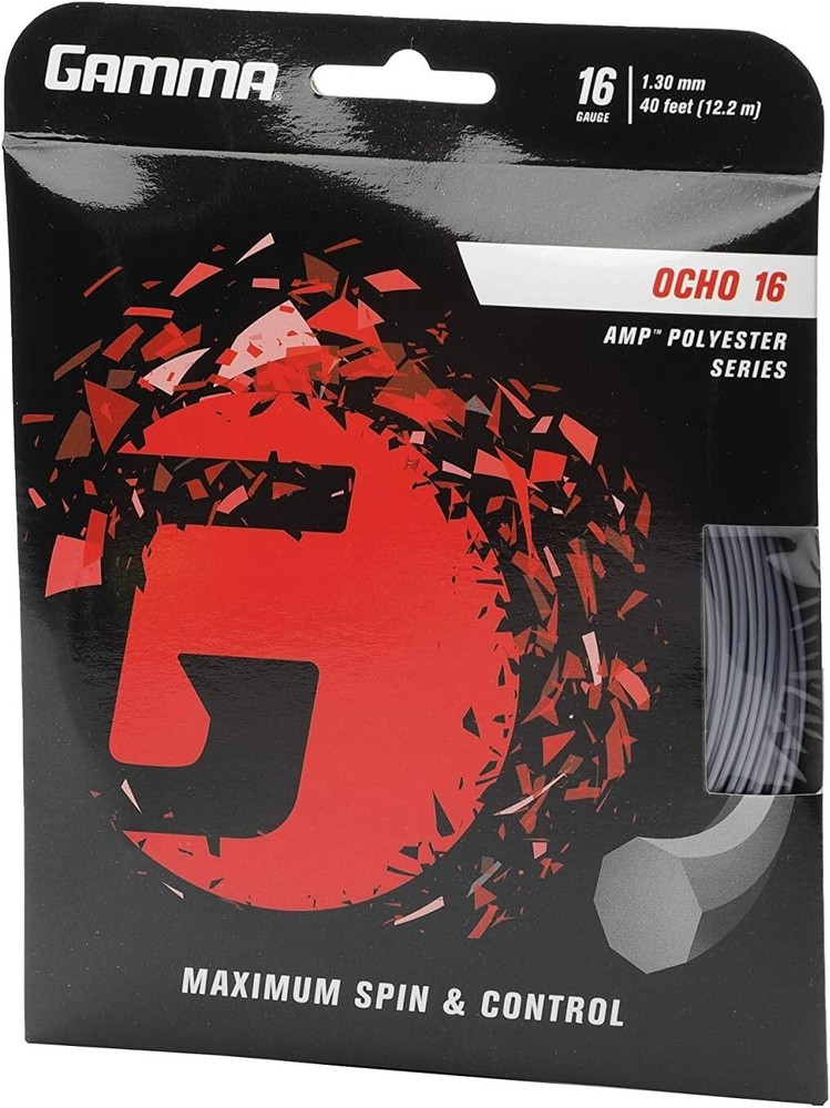 GAMMA OCHO AMP Polyester Maximum Spin, Control Tennis Racquet String Less Impact