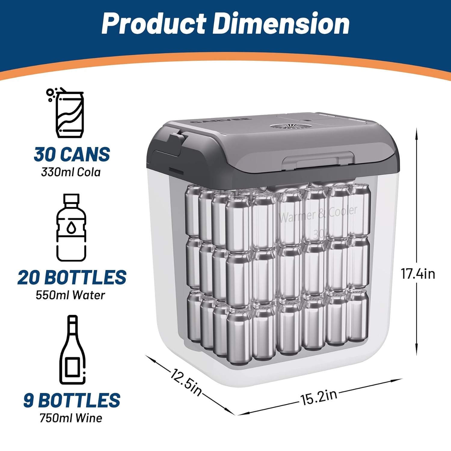 32QT Electric Cooler & Warmer Portable Car Refrigerator 12V Car Cooler