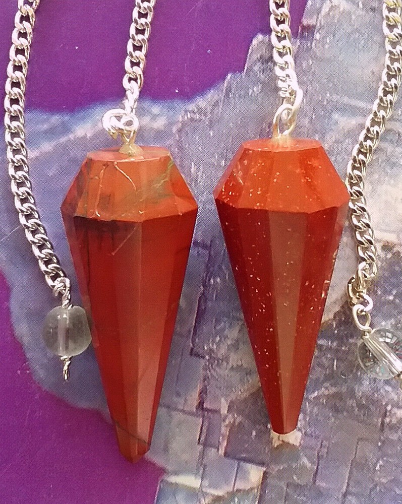 RED JASPER PENDULUM, 2 RED JASPER DOWSING PENDULUM, Chakra Dowsing Pendulum