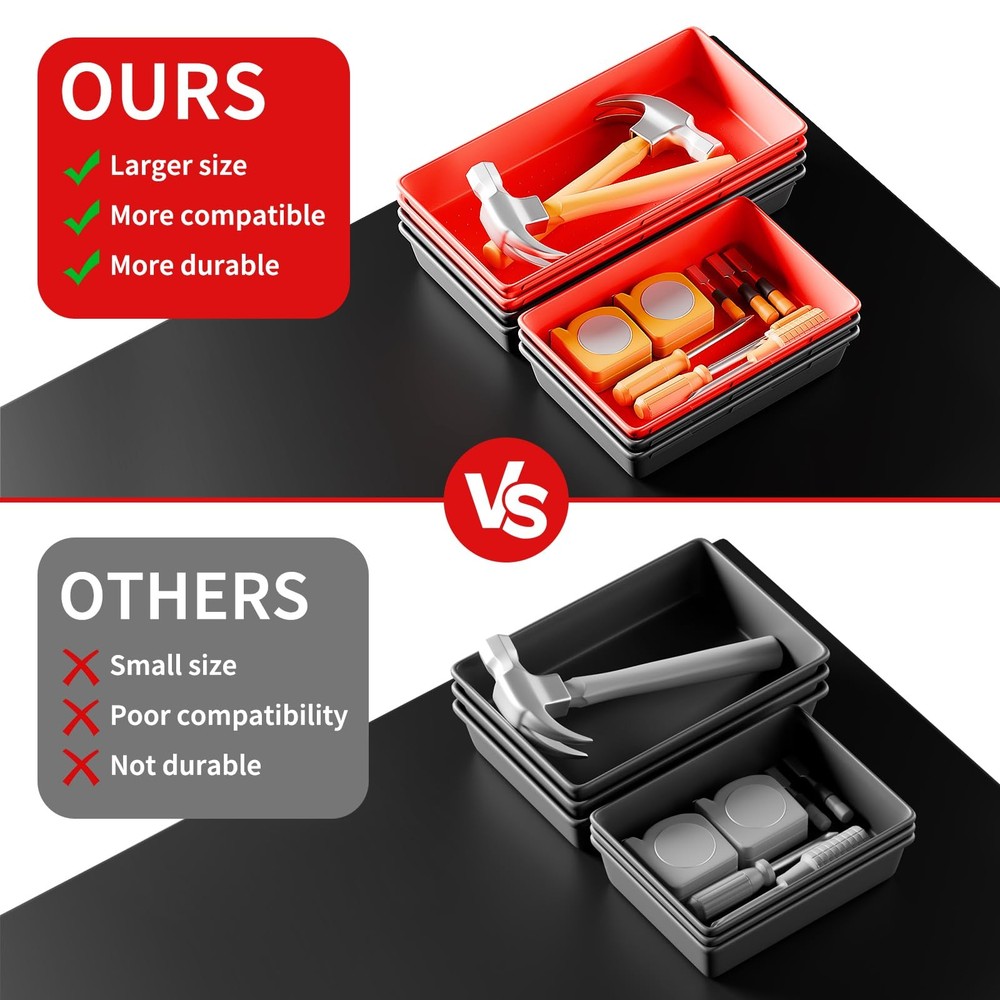 [5 Sizes] [69 PCS] Tool Drawer Organizer, Desk Tray, Rolling Chest, Toolbox (...