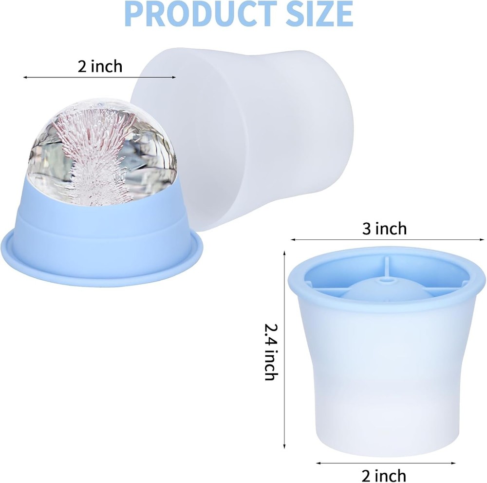 (Upgrade) Ice Molds 4 PCS, Silicone Sphere Ice Mold Maker, Stackable Easy Releas