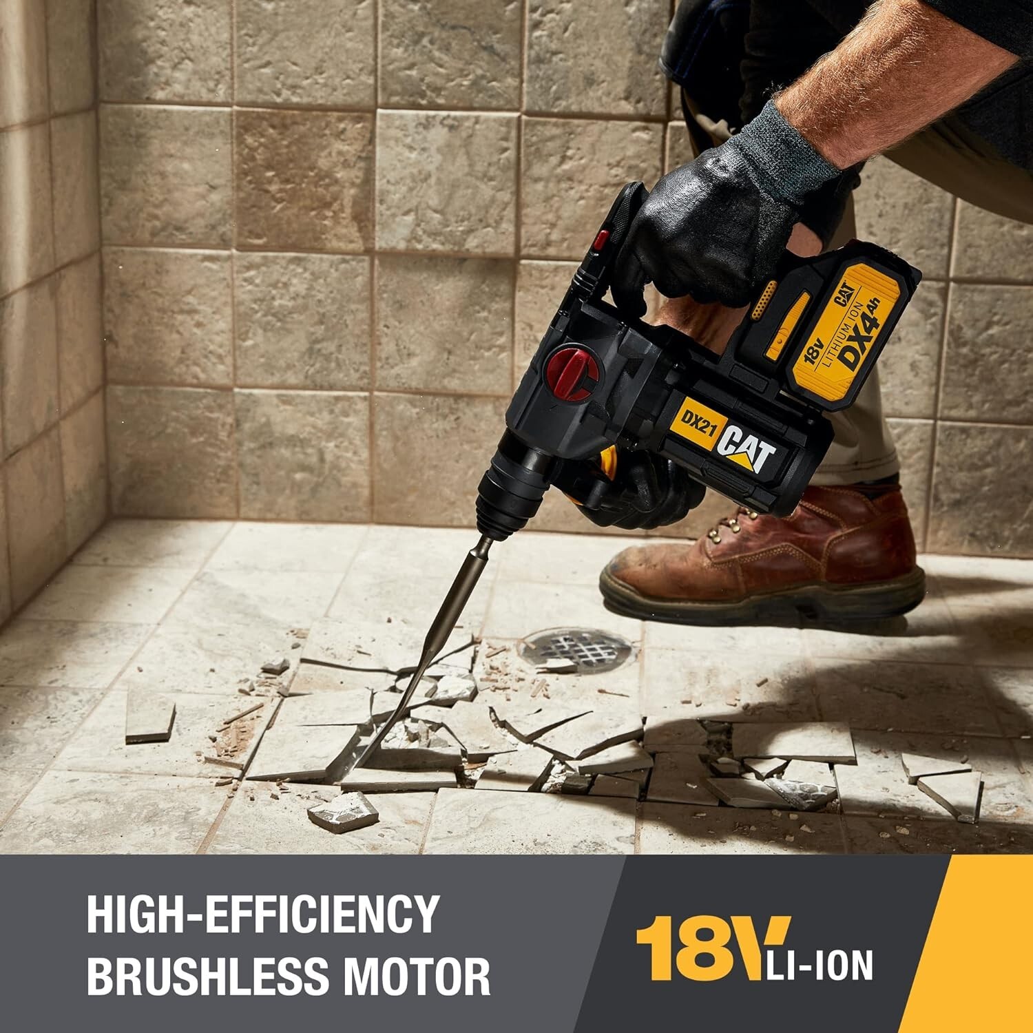 Cat® 18V 1 FOR ALL 1” Cordless Rotary Hammer Drill, Brushless Motor-DX21