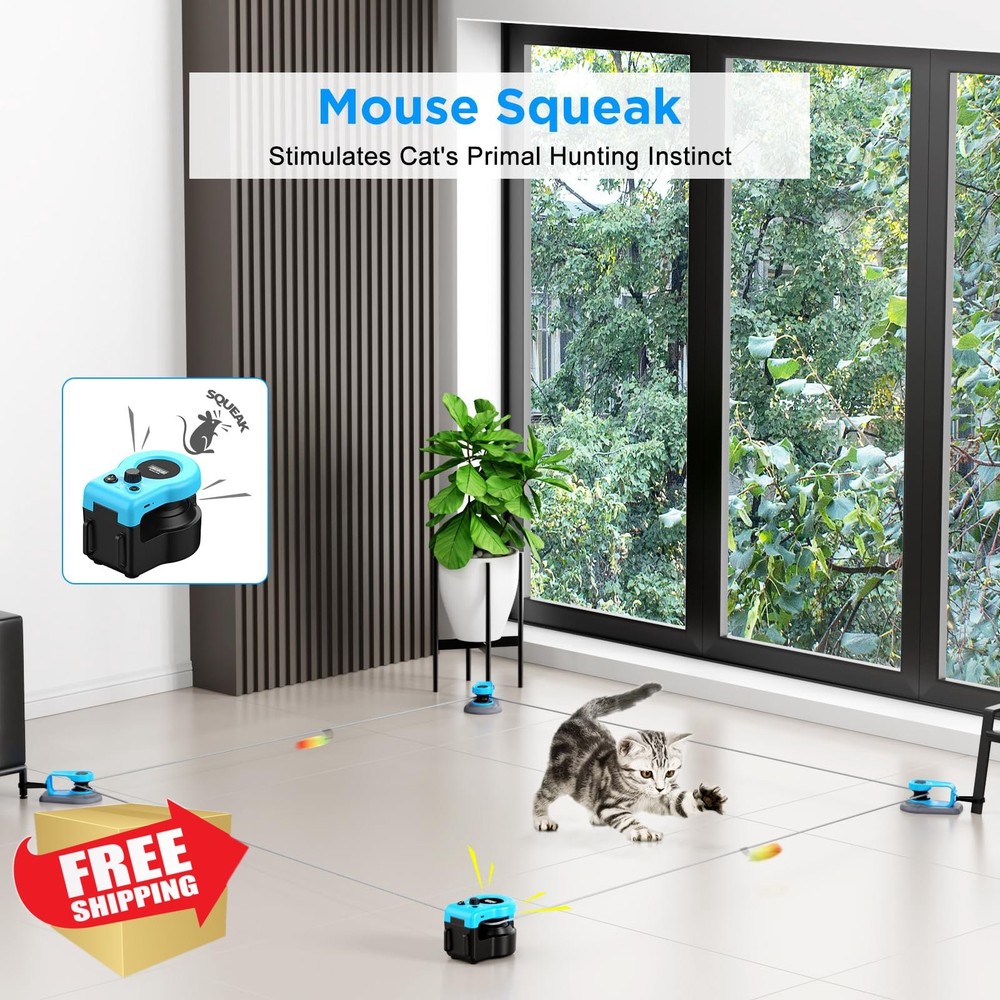 Pet Deluxe Interactive Cat Toy Auto Remote Control Chase Mouse Blue