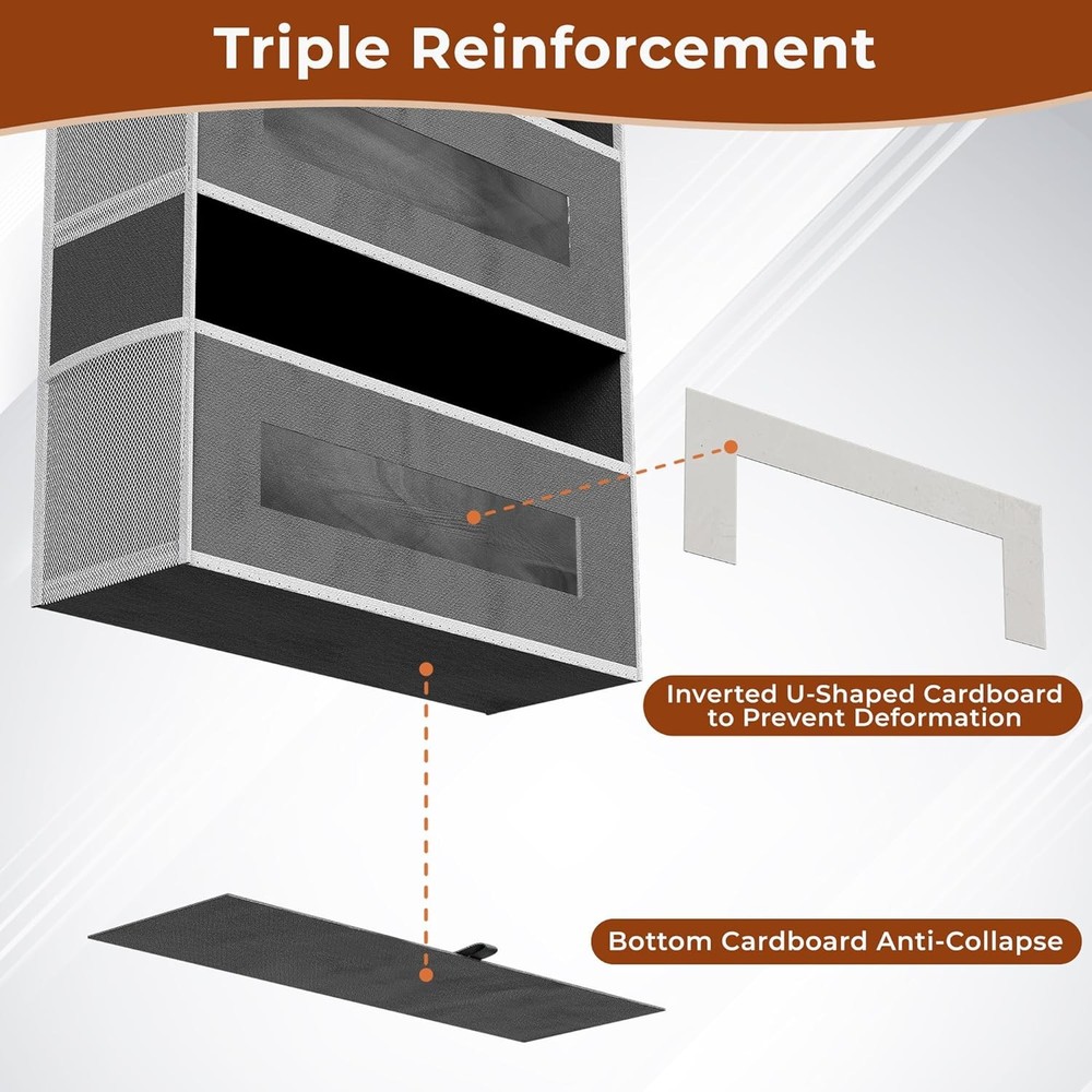 2 Pack Over Door Organizer 5-Tier Grey Mesh