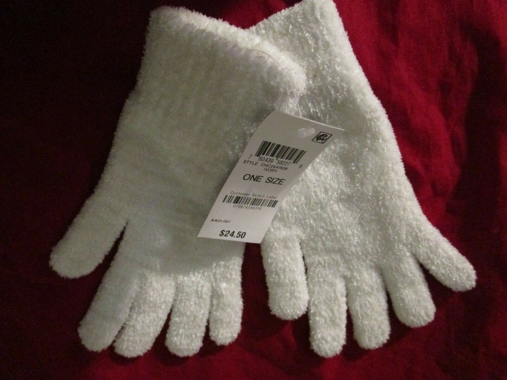 Charter Club Solid Chenille Gloves Ivory White