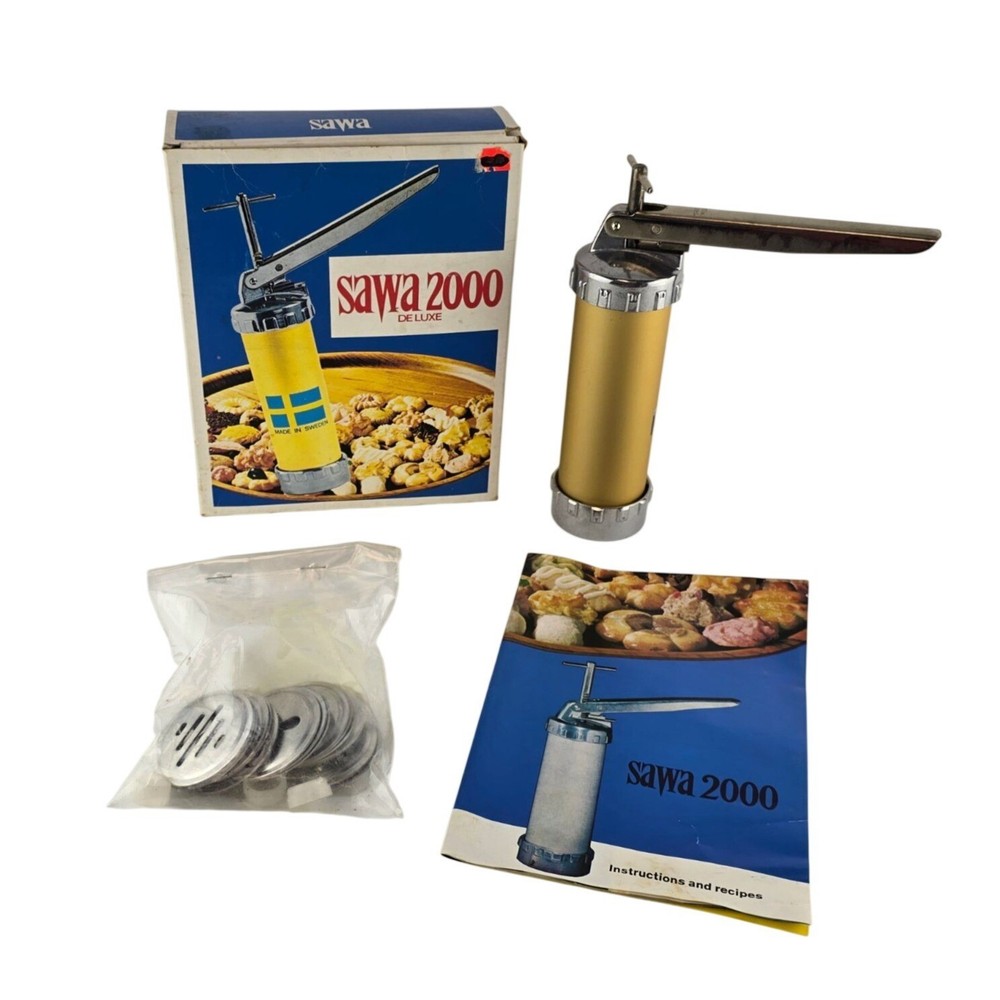 Sawa 2000 Deluxe Cookie Press & Maker Complete Set With Discs & Instructions
