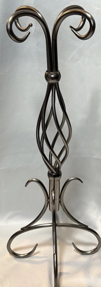 Vintage Wrought Iron Fireplace Tool Stand Twisted Scroll Design 29"