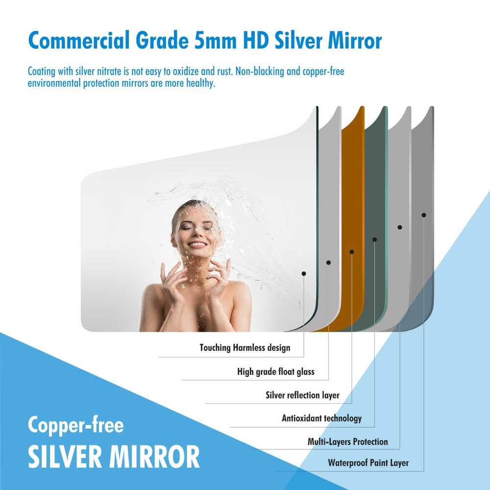 LED Lighted Bath/Living room Wall Vanity Mirror with Bluetooth Touch Dimmable