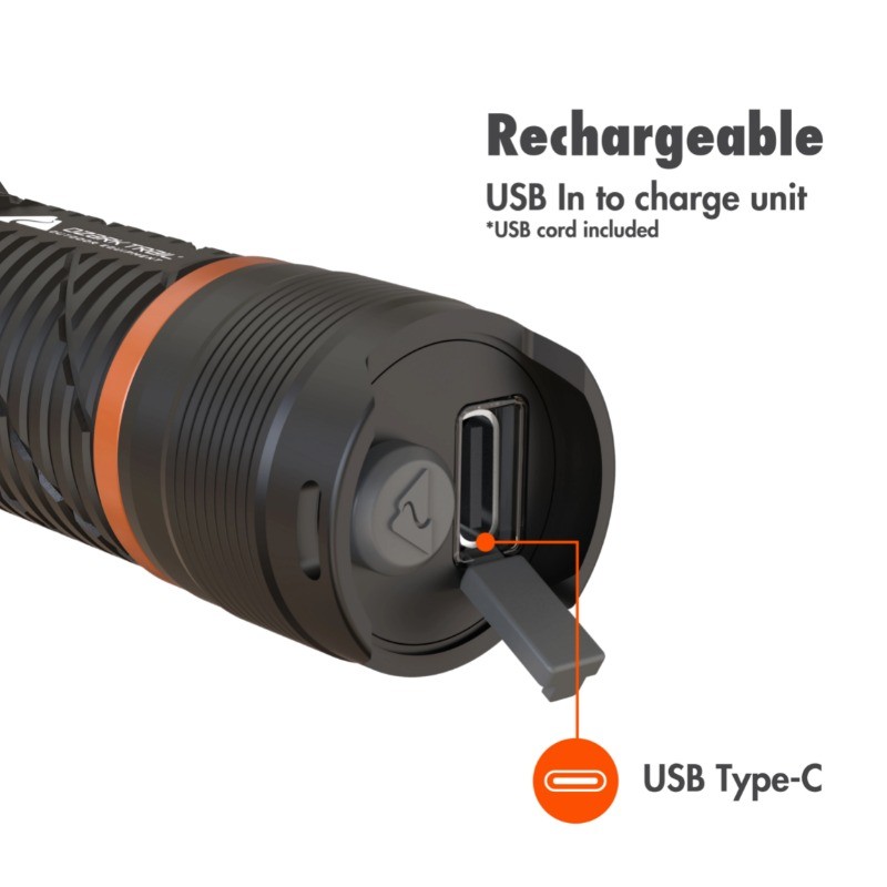 Ozark Trail 1000 Lumen Rechargeable Tactical Flashlight, Bright, Durable