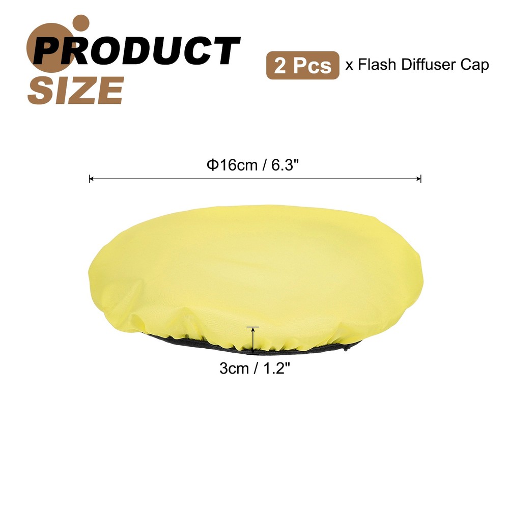 2pcs 7.1" x 7.1" Soft Mini Flash Bounce Diffuser Cap, for Flashlight, Yellow