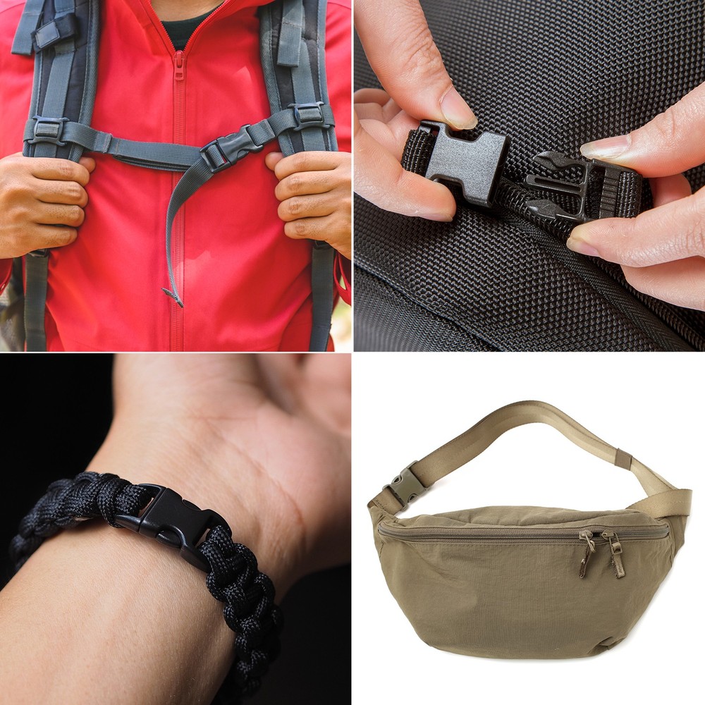 Side Quick Release Buckle (11cm/4.3") 10Pcs, Plastic Adjustable Buckles