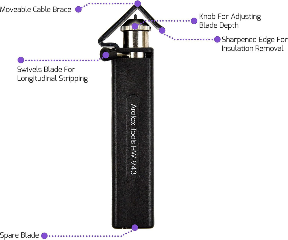 Adjustable Round Cable Stripper for 3/16" to 1" Diameter Stripping