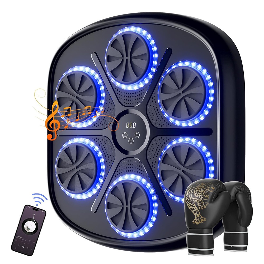 Wall Mount Boxing Training Target Bluetooth Music React Exercise Machine +Gloves