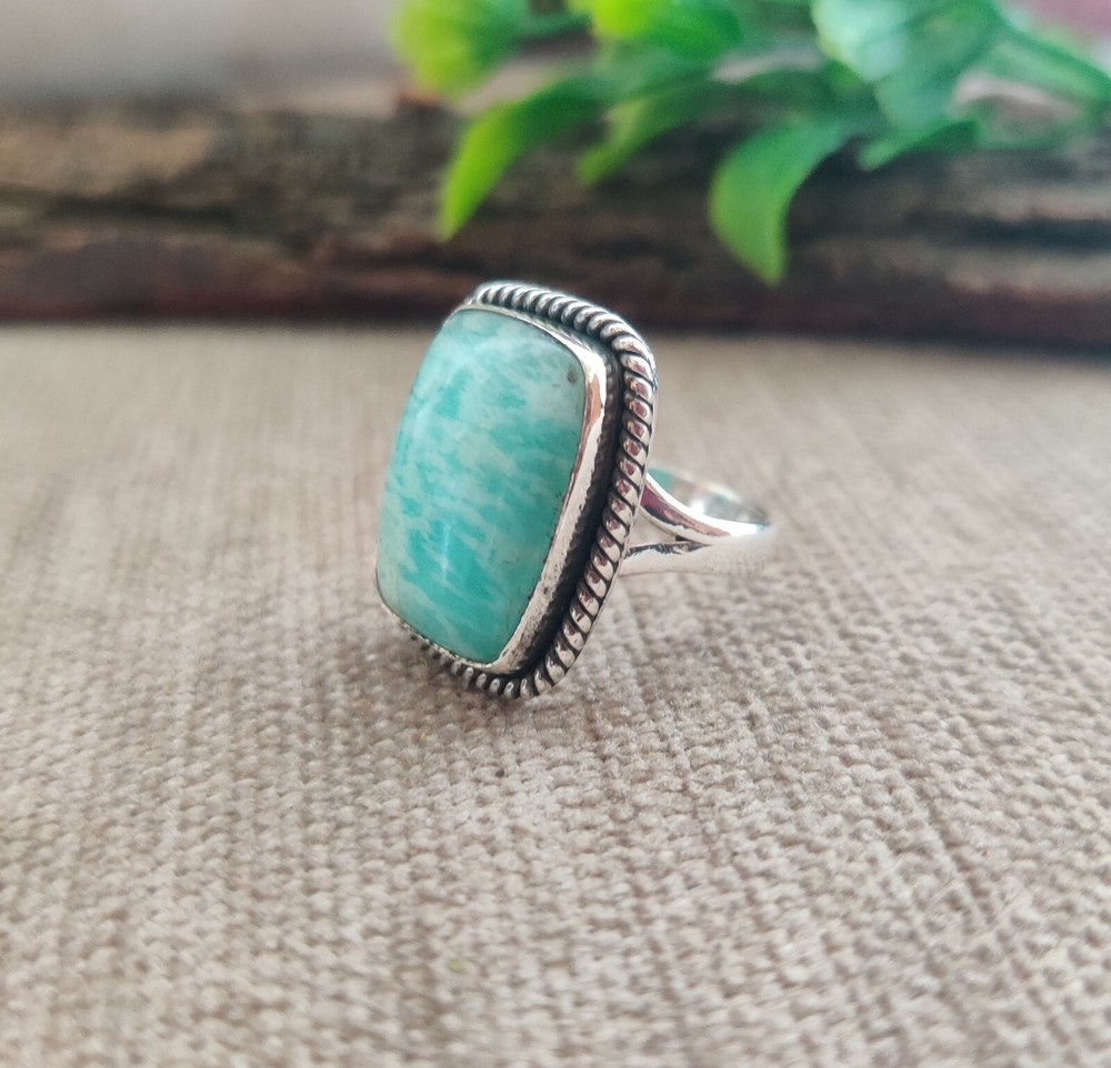 Natural Amazonite Gemstone Ring 925 Sterling Silver Handmade Ring Designer Ring