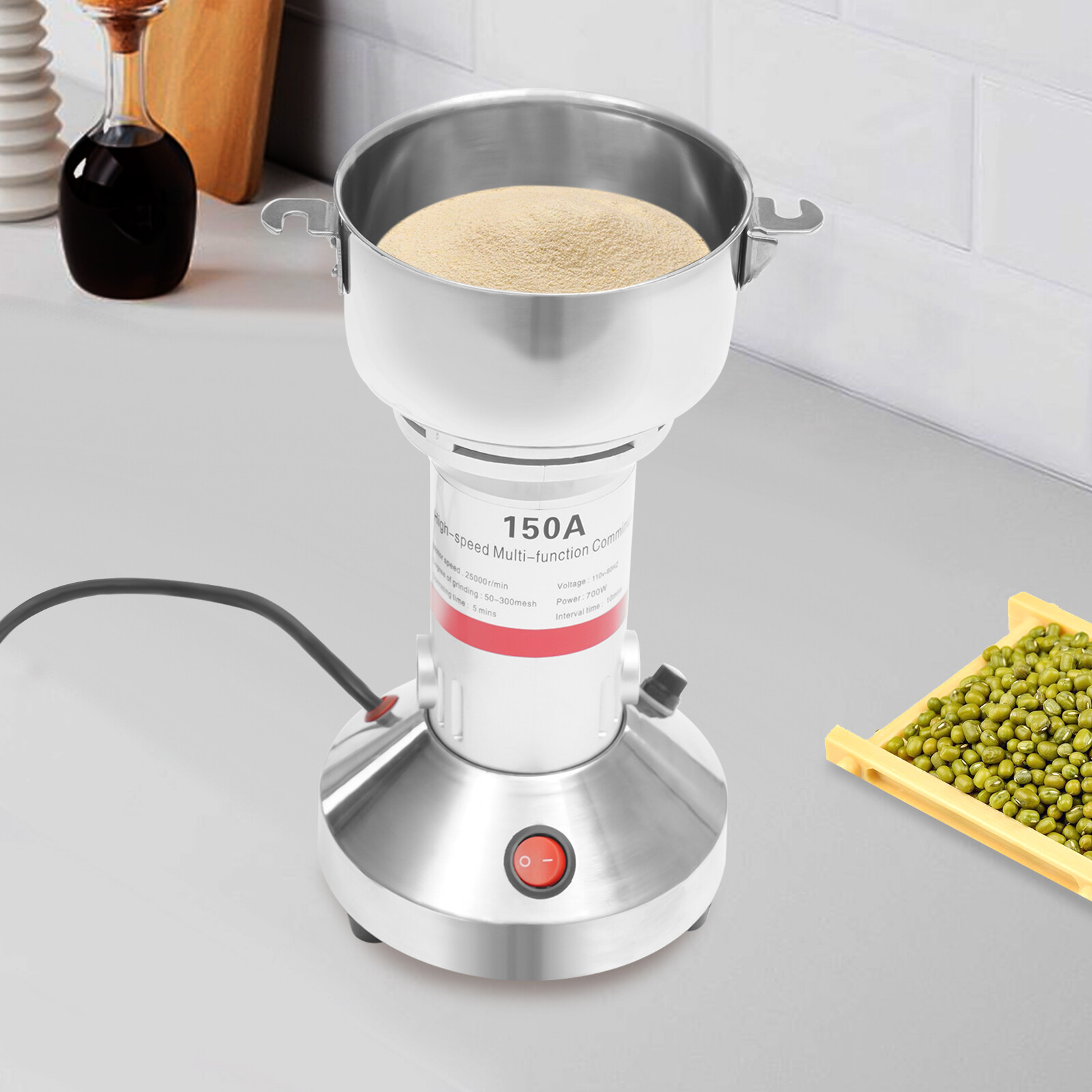 Electric Grain Mill Grinder Machine Stainless Steel Grinding Tool For Commerce