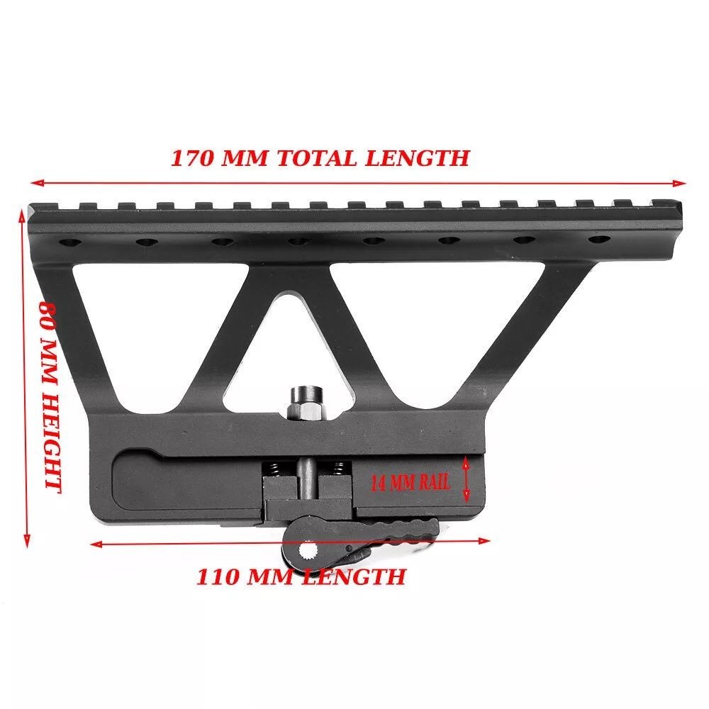 Hot Tactical Side Guide 20mm Rail Mount Elevated Diagonal Metal Sight Bracket