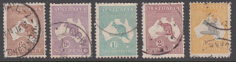 KANGAROOS..Small Multi Wmk..Set to 5/-...Used