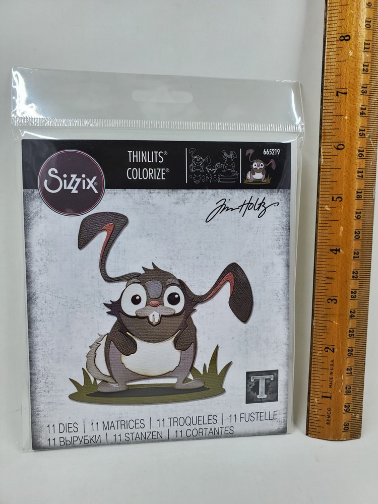 TH2 Sizzix Tim Holtz Thinlits Colorize Oliver Bunny Rabbit Easter 11pc Die Set