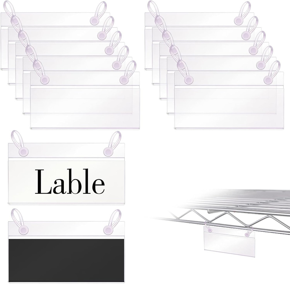 Basket Label Holders, ELY 30PCS Plastic Basket Label Clips with Easy Button L...