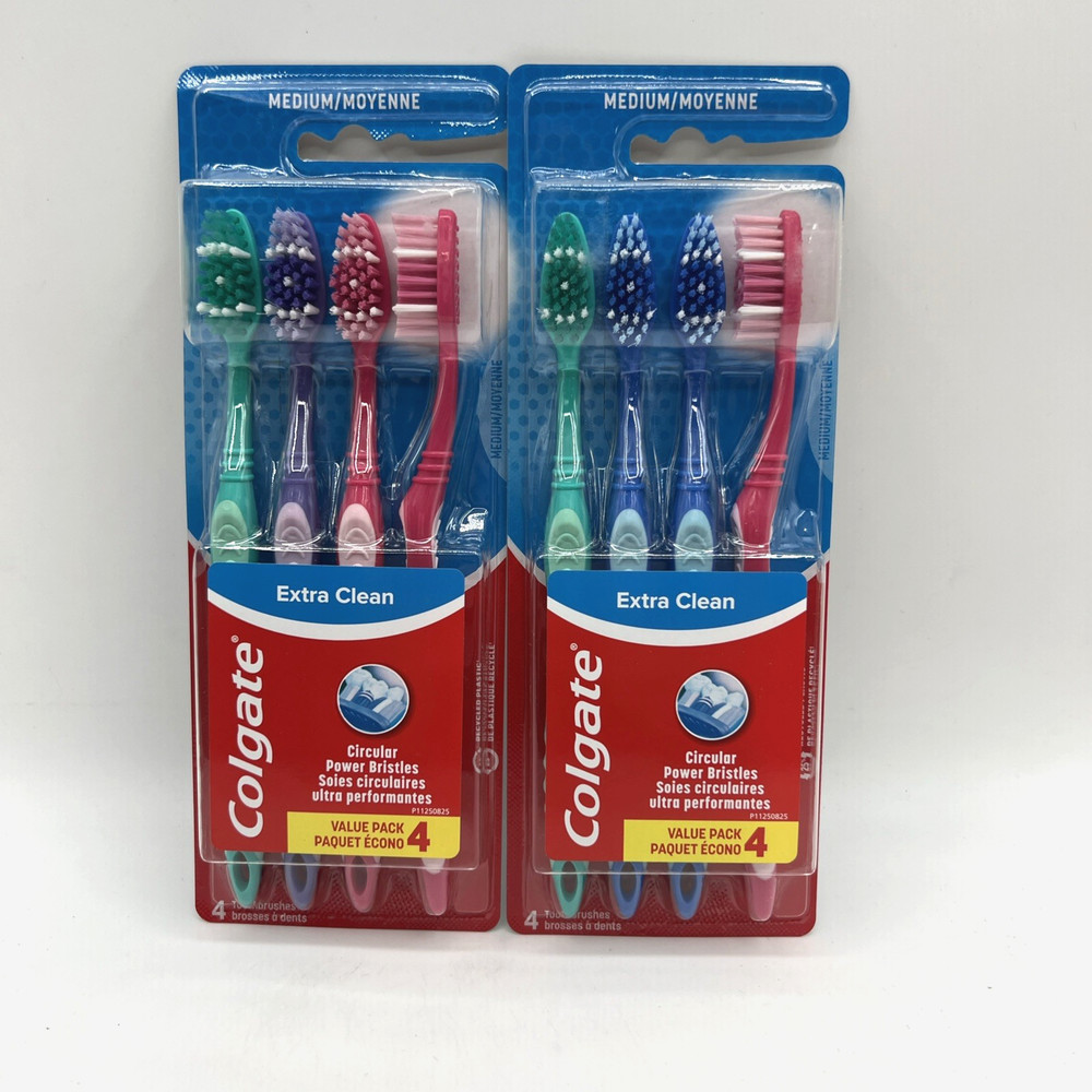 Colgate Extra Clean Full Toothbrush with power bristles  Medium  4 Count 2 Pack