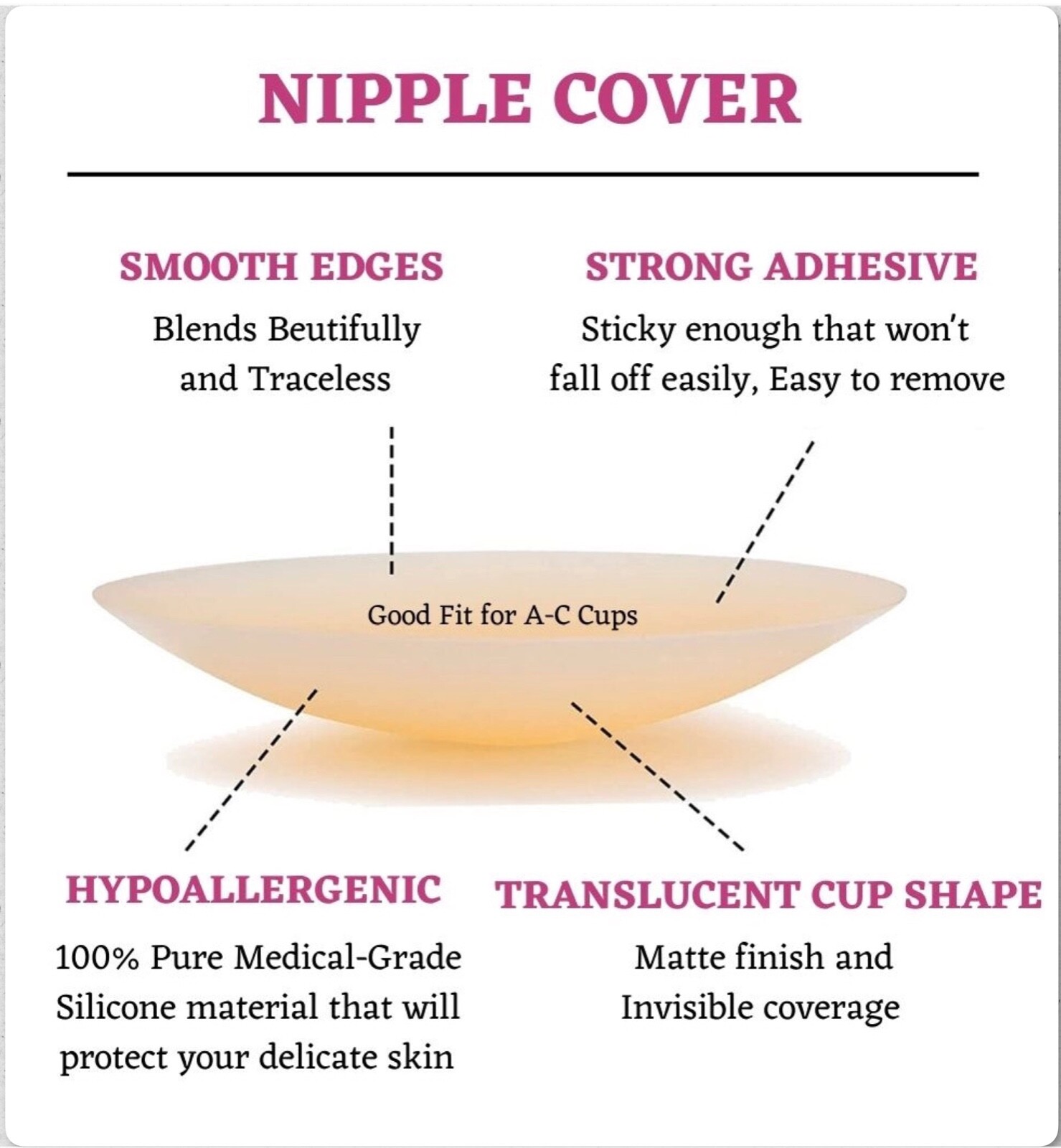 Nipple Covers - Adhesive Silicone-Reusable Nipple Covers for Woman w/ Travel Box