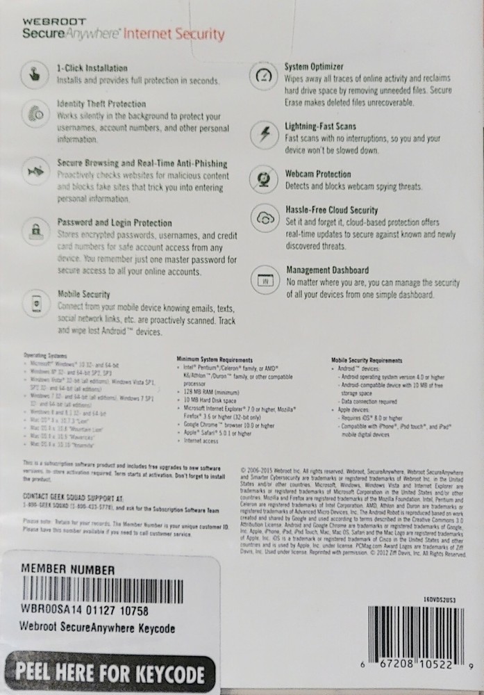 Webroot SecureAnywhere Internet Security - Full Version for Windows & Mac WBR00…