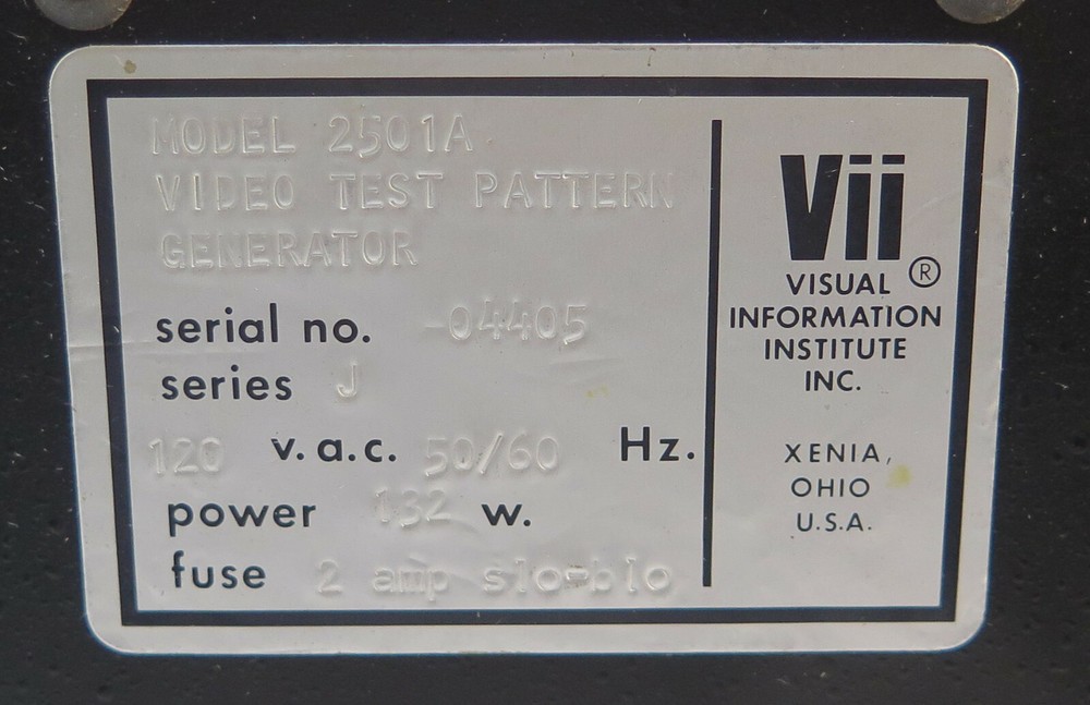 Vii 2501A Video Test Pattern Generator w/ Instruction Manual & RasterMaster Log