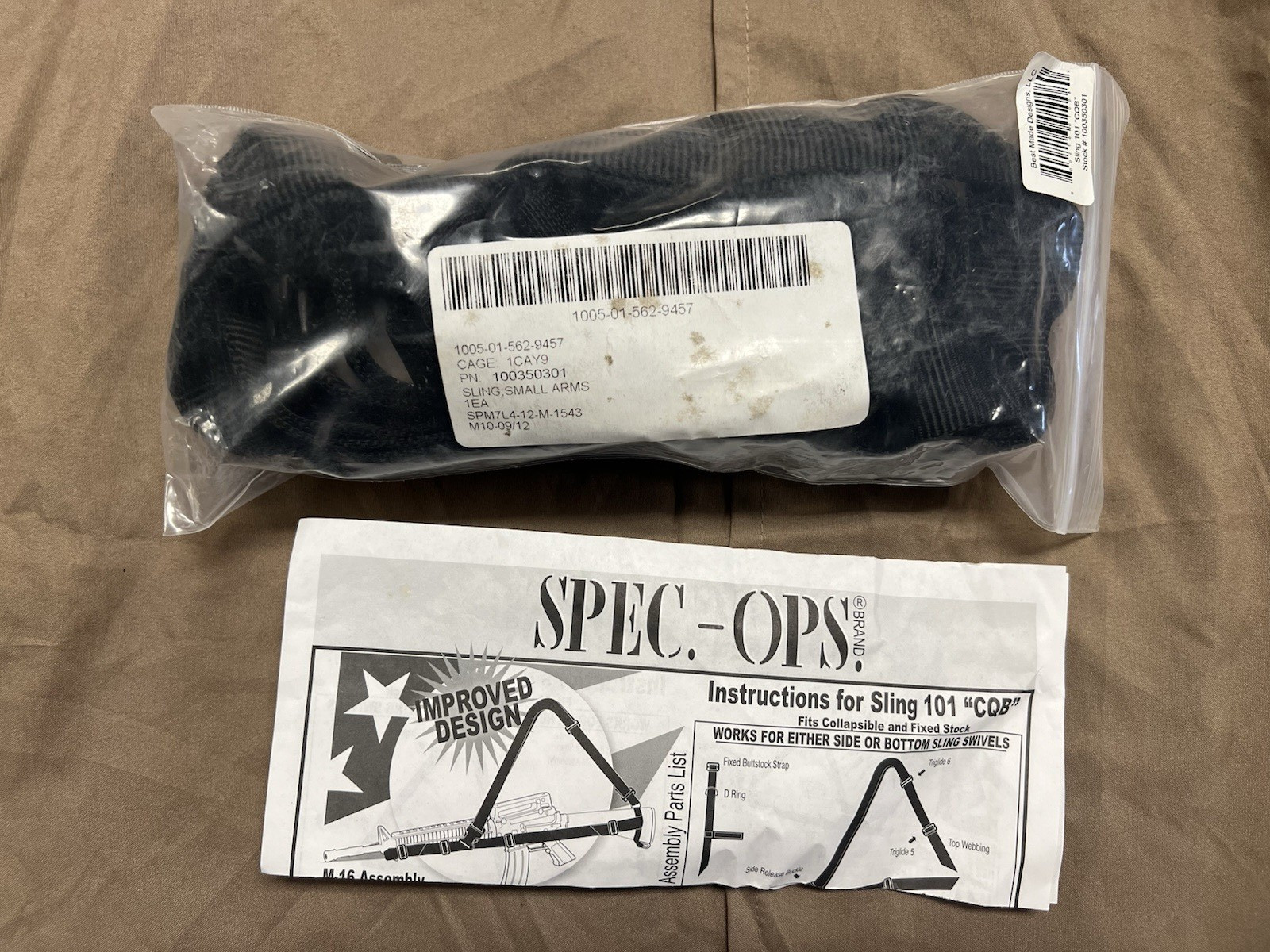 Spec - Ops Sling 101 CQB Black Nylon P/N 100350301 - Brand New