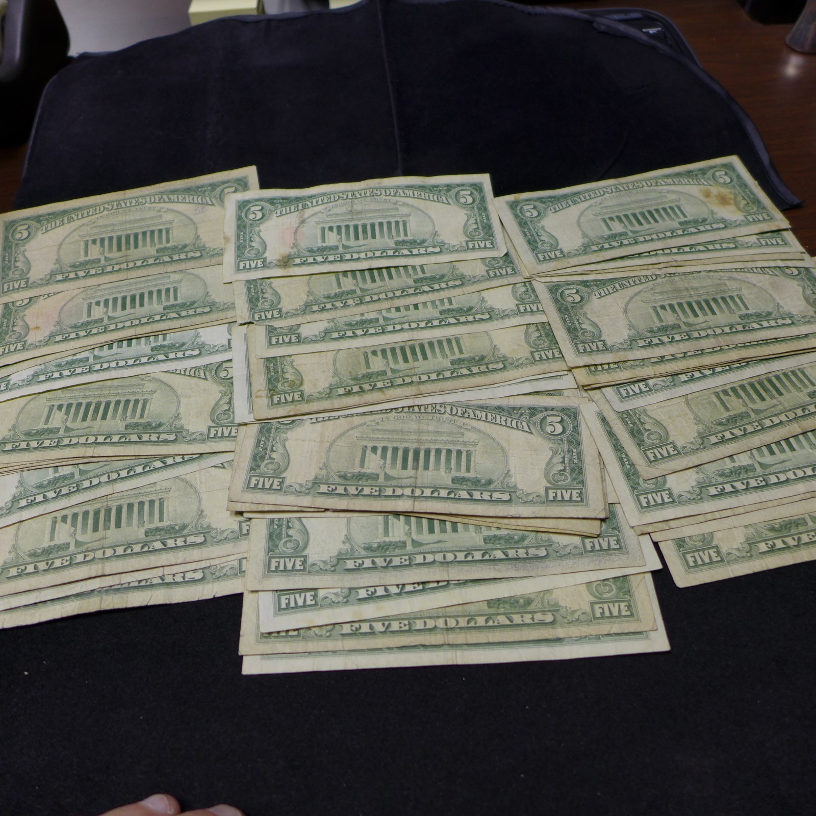 Lot of (50) 1963 Red Seal FIVE Dollar $5 Bills CIRCULATED BILLS - Culls