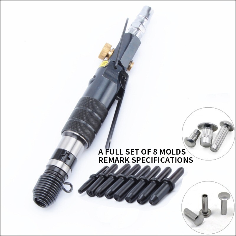 Pneumatic Straight Riveter GB827 Split Pin Air Hammer with 8Pcs Head Solid Semi
