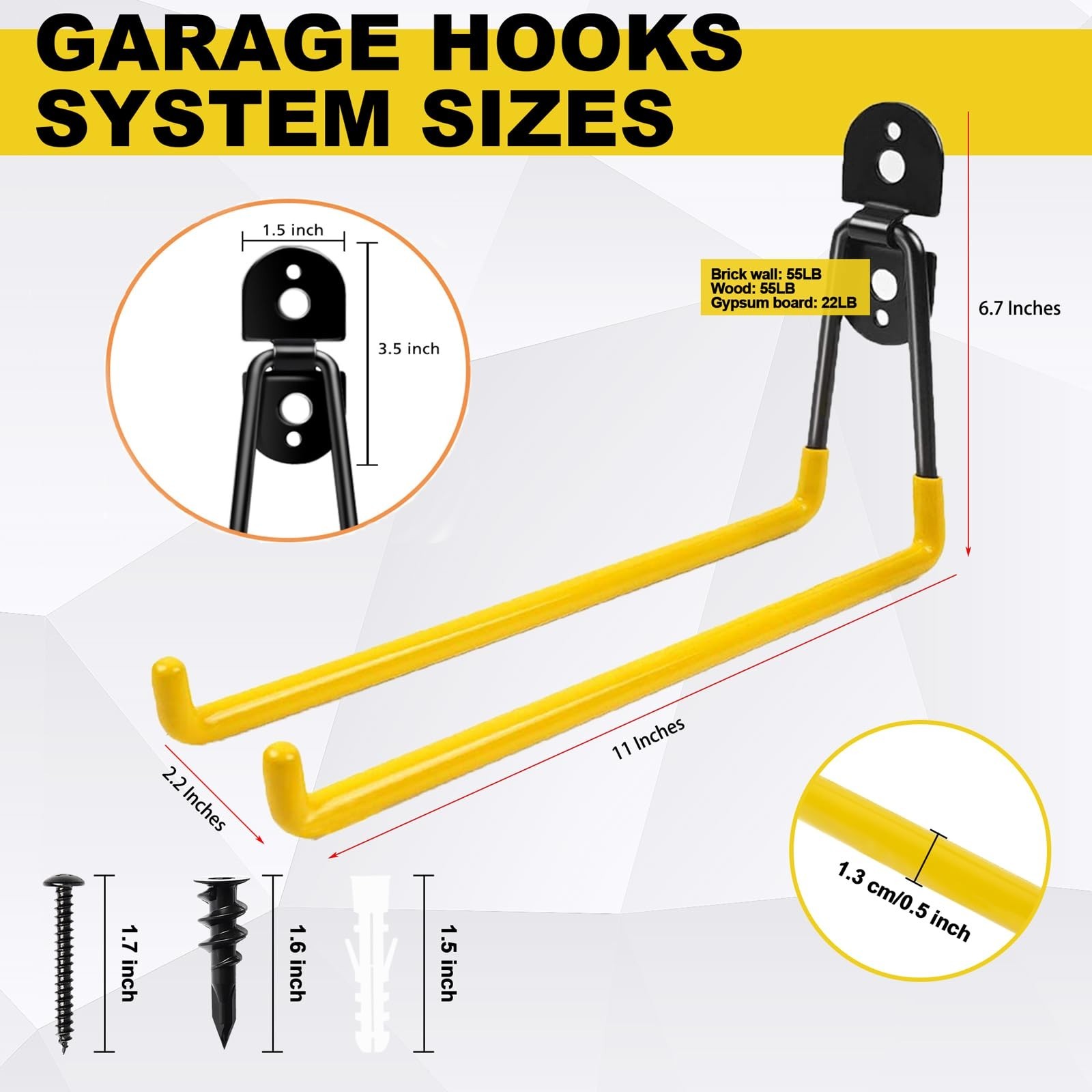 11 Inch Garage Hooks Heavy Duty, 4 Pack Large Garage Storage Utility Hooks, W...