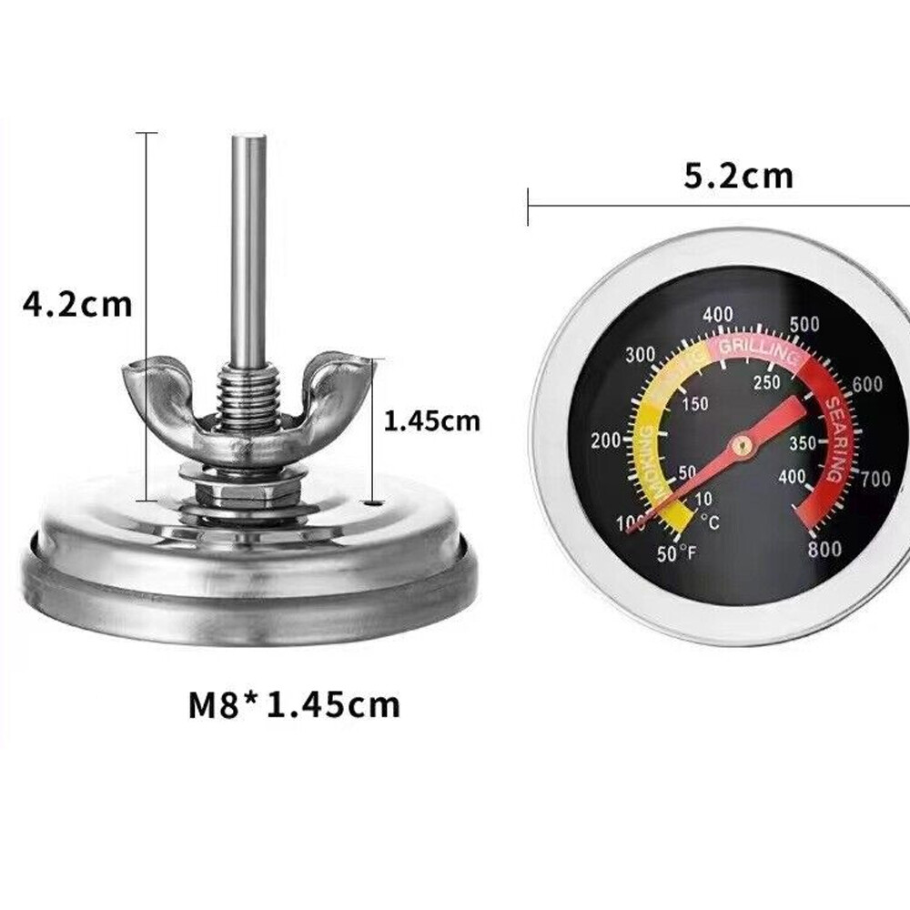 2Pcs Temperature Gauge Thermometer for Barbecue BBQ Grill Smoker Pit Thermostat
