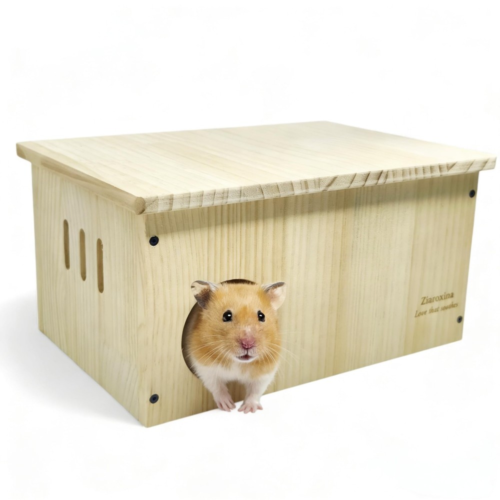 Solid Pine Multi Chamber Hamster Hideout House Removable Divider 3" Entrance ...