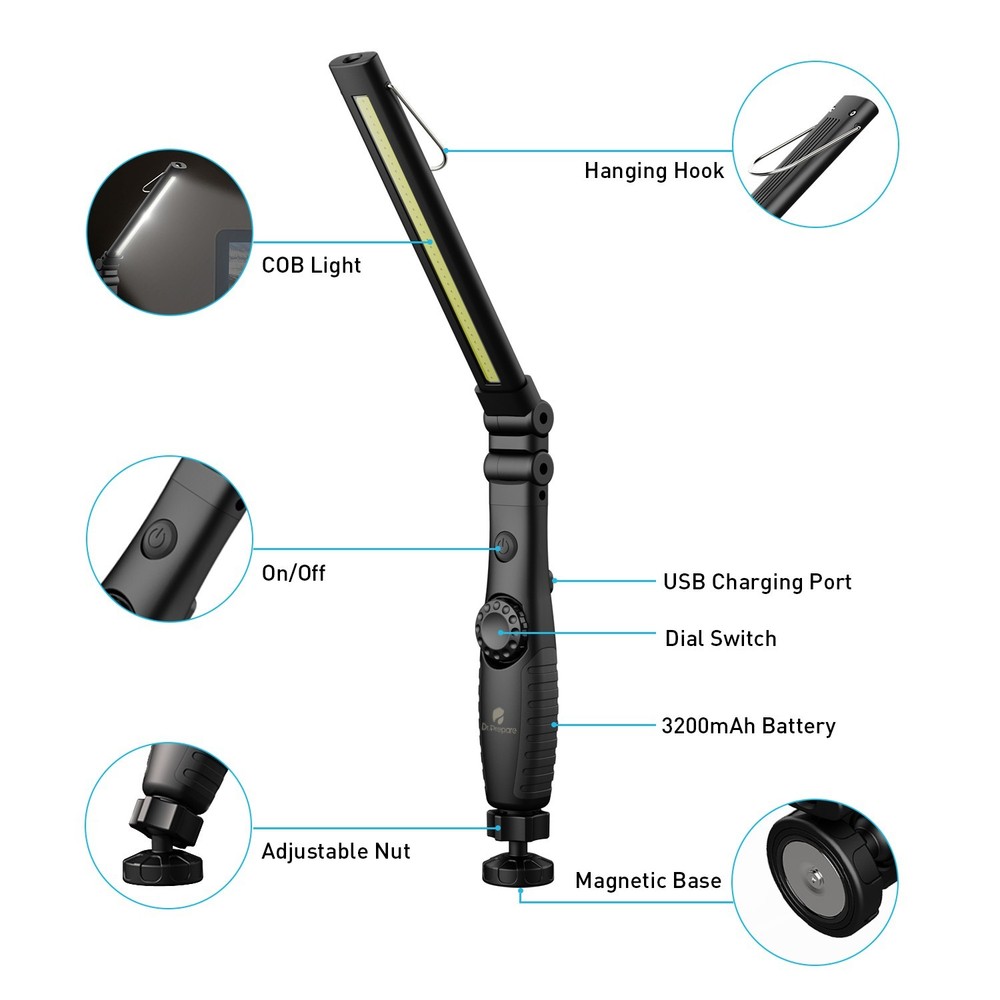 Dr. Prepare LED Work Light, 700 Lumens Rechargeable Work Light