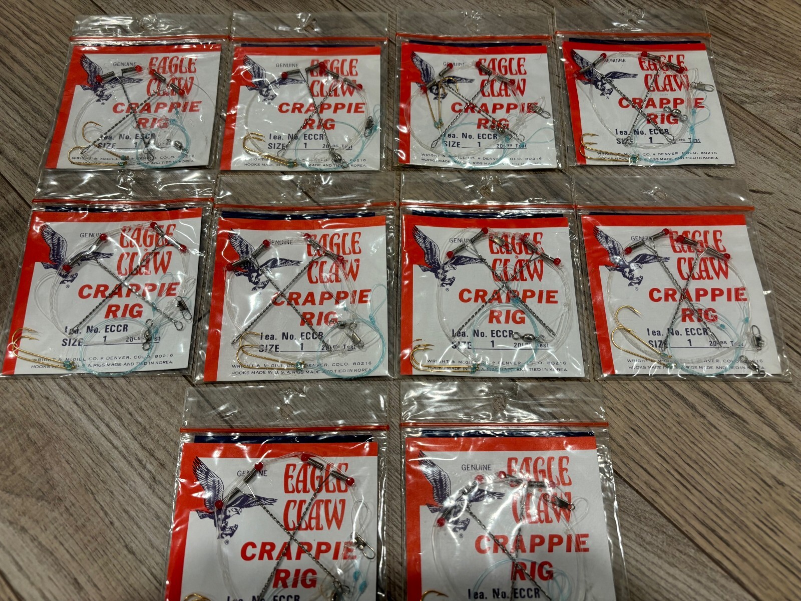 10 NEW PACKS  Eagle Claw Crappie Pickerel Panfish Fishing Rigs SIZE 2/0 BULK TOO