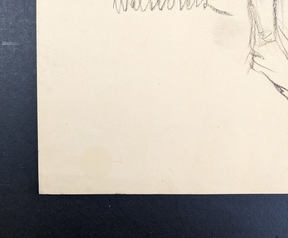 Walter Eck, standing nude, drawing, autographed