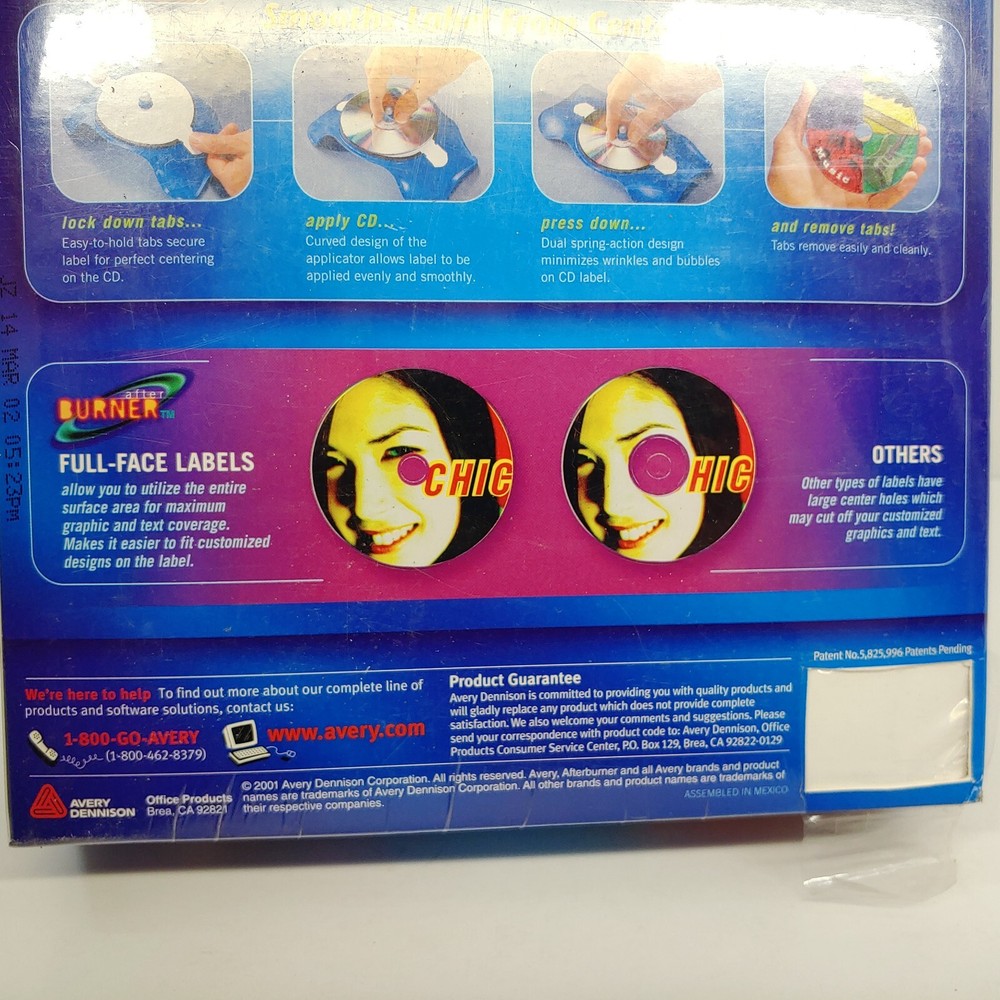 After Burner CD Labeling System PC CD-ROM Software Program 2001 Avery