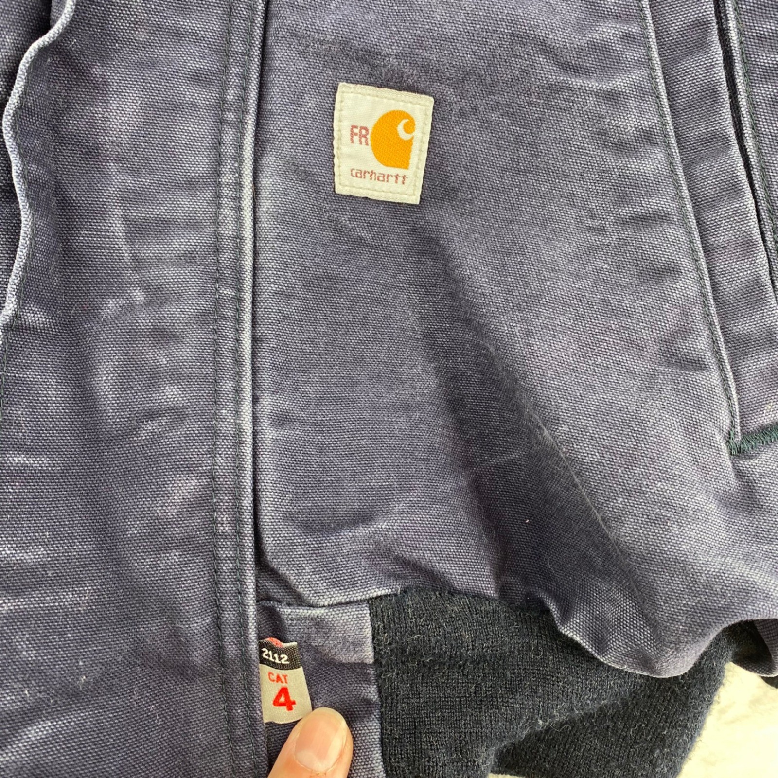 Carhartt FR Flame Resistant Hooded Jacket Mens Small Navy Blue Vintage Workwear