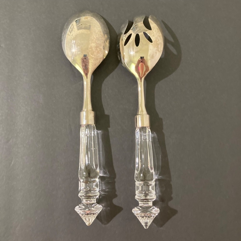 Shannon Crystal Salad Serving Spoon And Fork Set Utensils