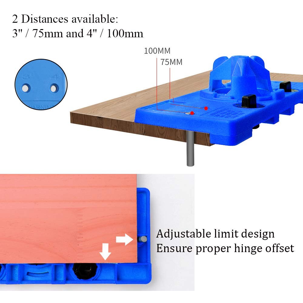 35mm Concealed Hinge Jig Kit Woodworking Tool Drill Bits Hinge Drilling Hole Rou