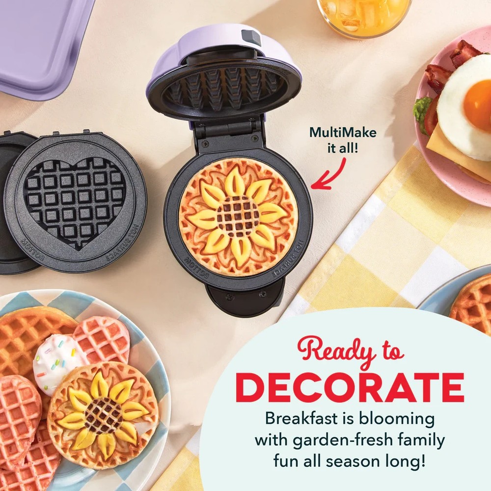 Dash MultiMaker® Mini Maker Compact Waffle Maker for Family Breakfasts - Purple