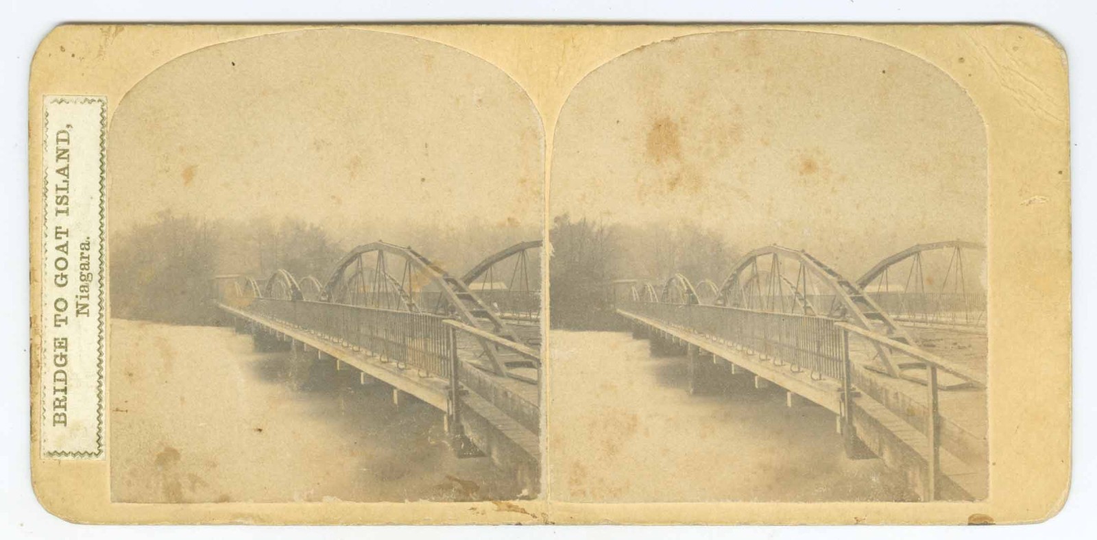 G2443~ NIAGARA Goat Island Bridge c.1860s John Moran Stereoview
