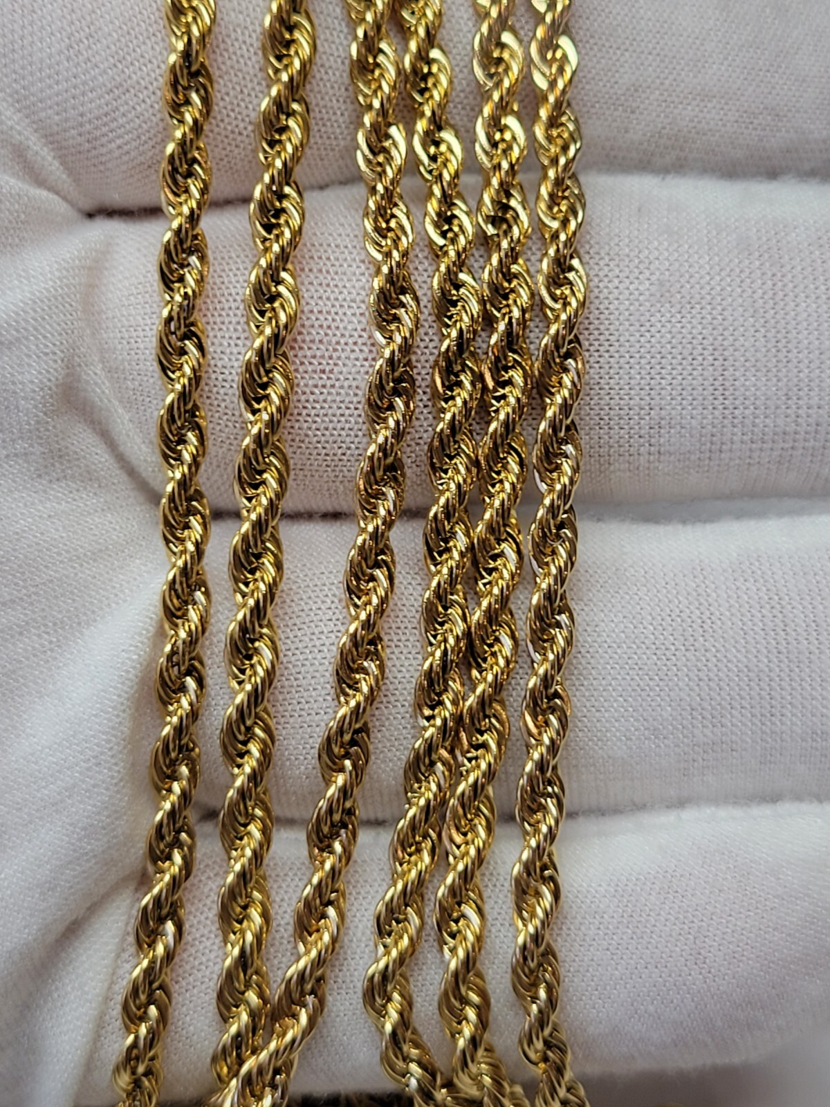 Stainless Steel Gold Plated Rope Chain Necklace 4mm Size 16" to 26" Unisex, Men