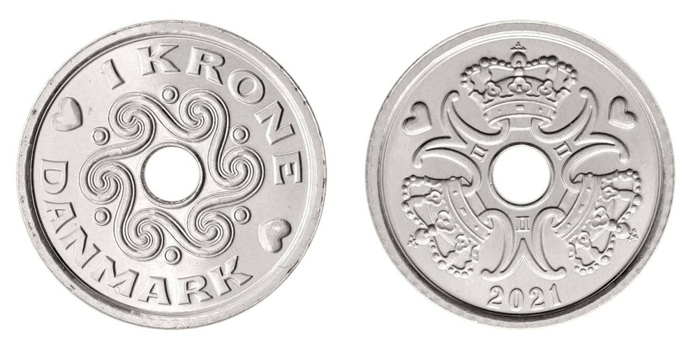 Denmark 1 Krone, 2021, KM #873, Mint