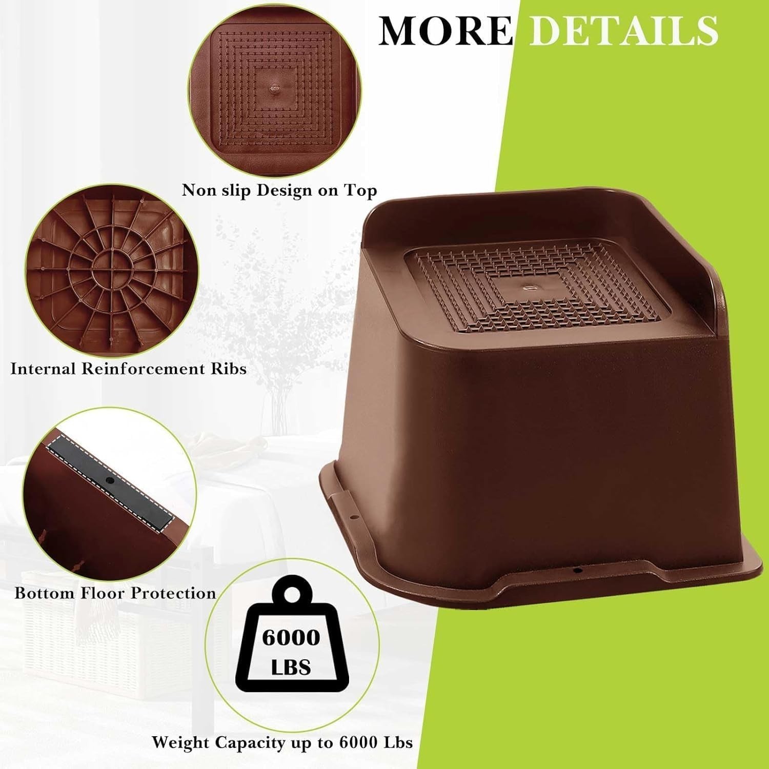 8 Pieces Bed Risers Heavy Duty, Furniture Risers Oversized Couch Leg ,6 inches