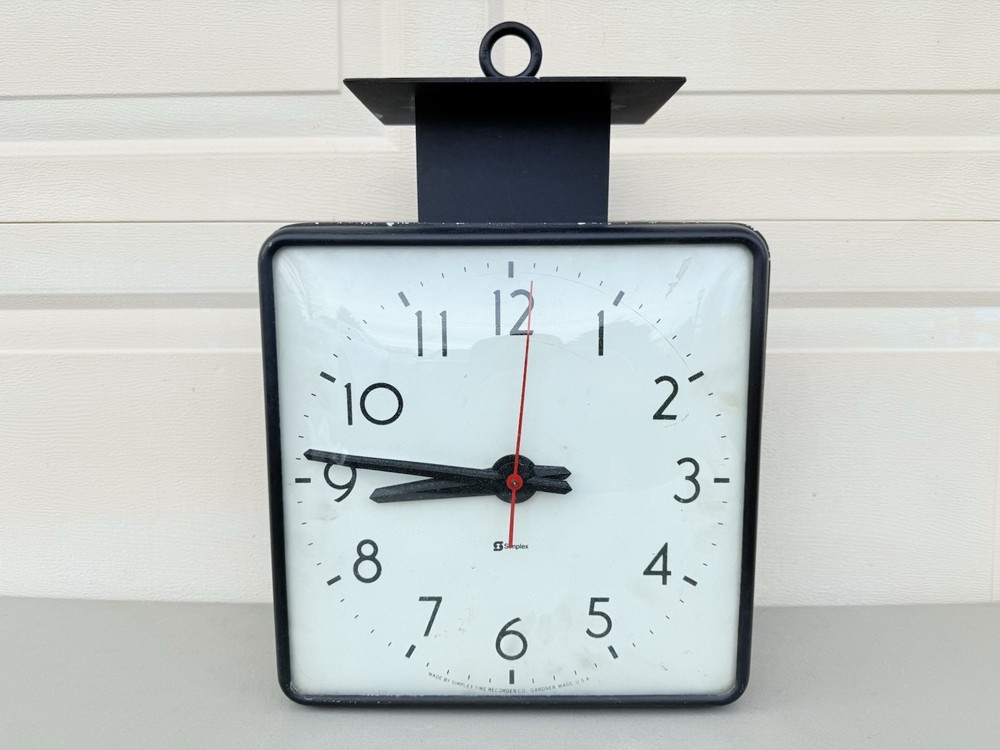 Vintage Simplex Industrial Hanging Ceiling Clock Square Double Sided