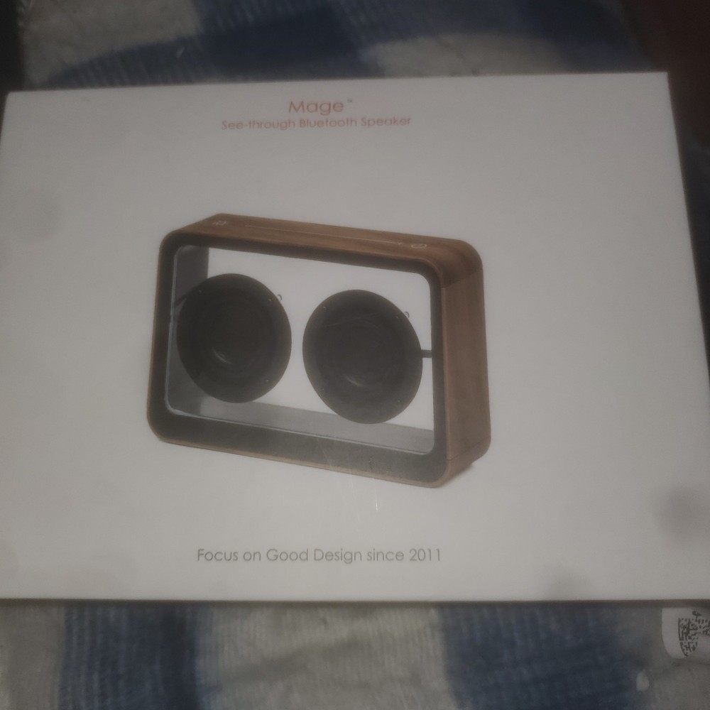 Bluetooth Speaker With LED Light Walnut Mage See-Through Rechargeable