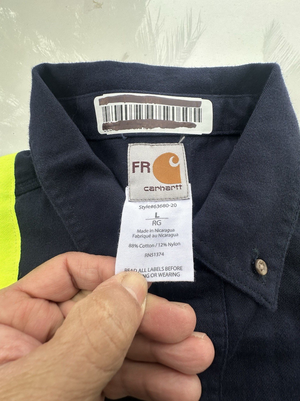 Carhartt FR Hi-Visibility Cotton Work Shirts Large Reg Lot of 2